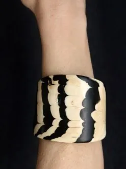Vegan Ivory & Black Flat Cuff - Size M