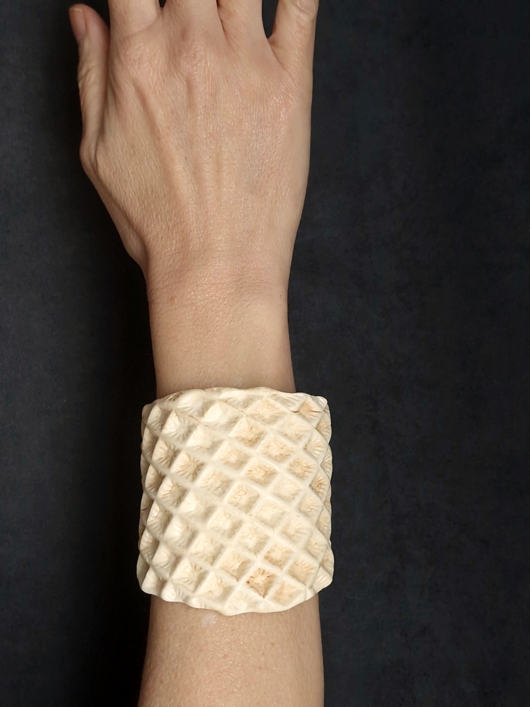 Vegan Ivory Baroque Cuff - Size M