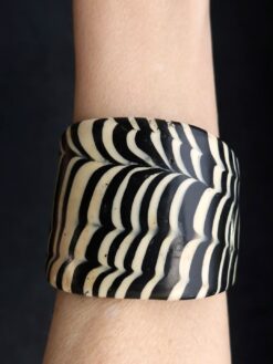 Black & Vegan Ivory Flat Cuff - Size S - M