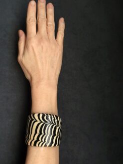 Alternative view of Black & Vegan Ivory Flat Cuff - Size S - M