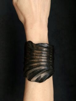 Alternative view of Black with Gold Sheen Baroque Cuff - Size M - L