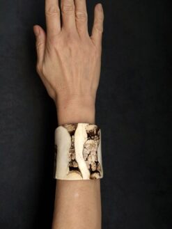 Alternative view of Vegan Ivory & Brown Flat Cuff - Size M - L