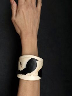 Alternative view of Vegan Ivory & Black Flat Cuff - Size M - L