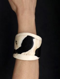 Vegan Ivory & Black Flat Cuff - Size M - L