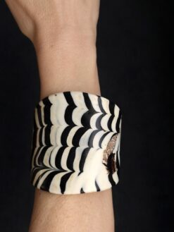 Vegan Ivory & Black Flat Cuff - Size M