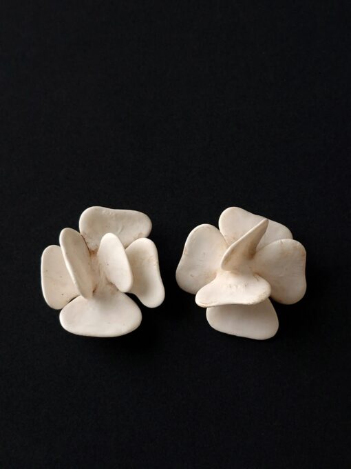Vegan Ivory Flower Earrings - Image 2