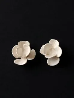 Alternative view of Vegan Ivory Flower Earrings