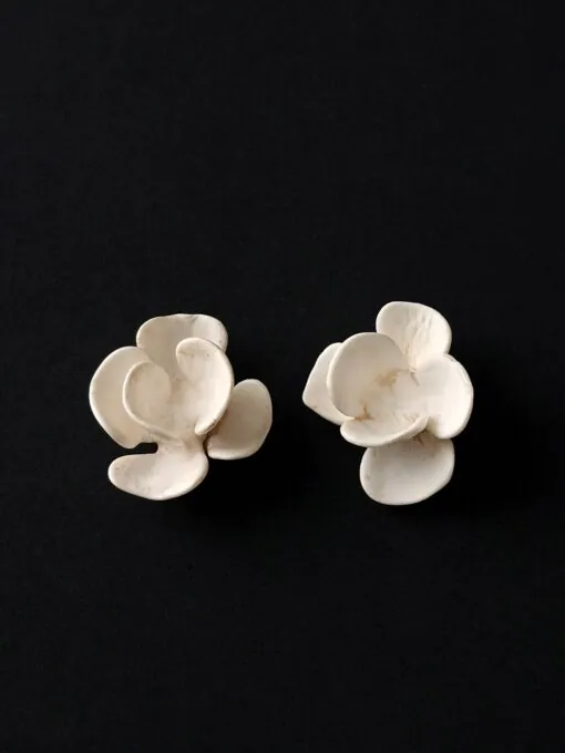 Vegan Ivory Flower Earrings - Image 2