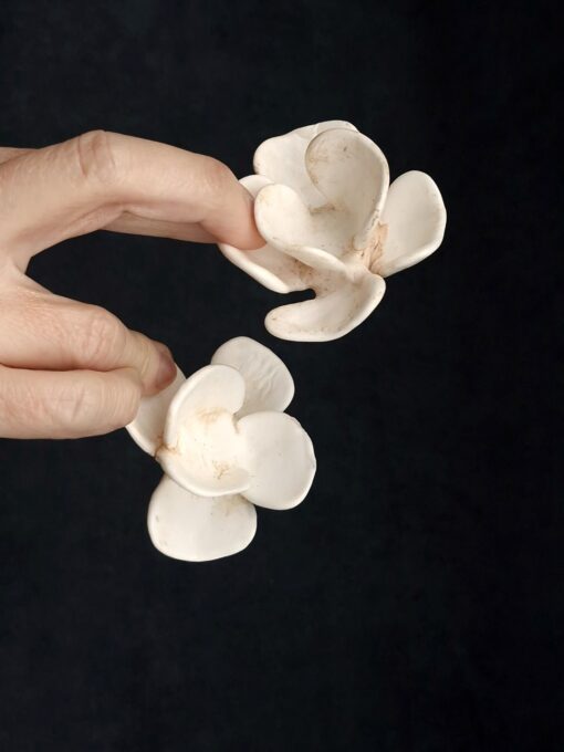 Vegan Ivory Flower Earrings - Image 3