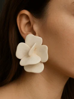 Vegan Ivory Flower Earrings