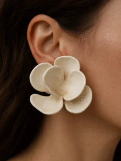 Vegan Ivory Flower Earrings