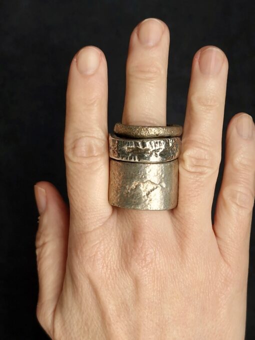 White Bronze Plated Alloy Rings (Set of 3) - Size 11