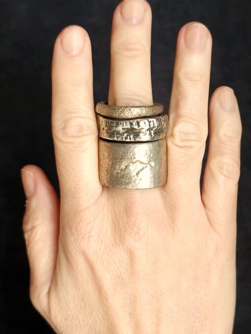White Bronze Plated Alloy Rings (Set of 3) - Size 11 - Image 3
