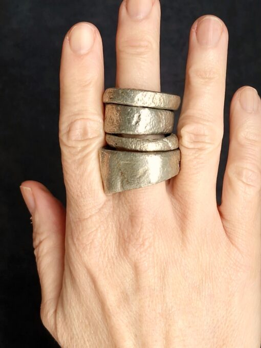 White Bronze Plated Alloy Rings (Set of 4)- Size 10.5 - Image 3