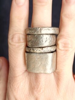 White Bronze Plated Alloy Rings (Set of 4)- Size 10.5