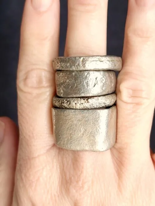 White Bronze Plated Alloy Rings (Set of 4)- Size 10.5