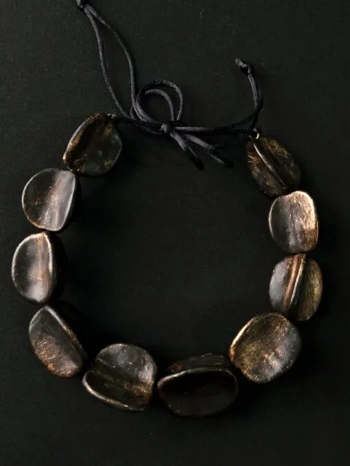 Black with Gold Sheen Pod Necklace (Adjustable Length)