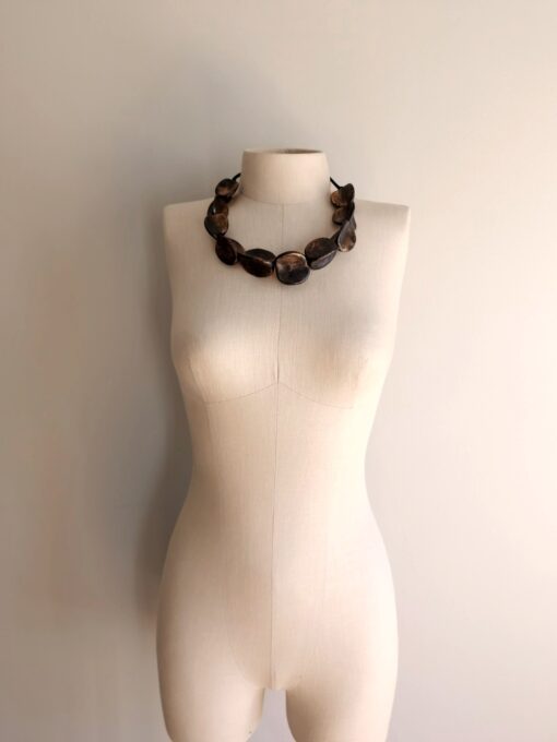 Black with Gold Sheen Pod Necklace (Adjustable Length) - Image 4