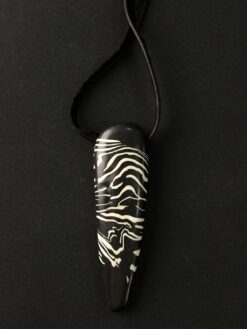 Vegan Ivory & Black Pendant Necklace (Adjustable Length)