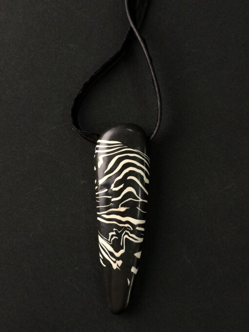 Vegan Ivory & Black Pendant Necklace (Adjustable Length)