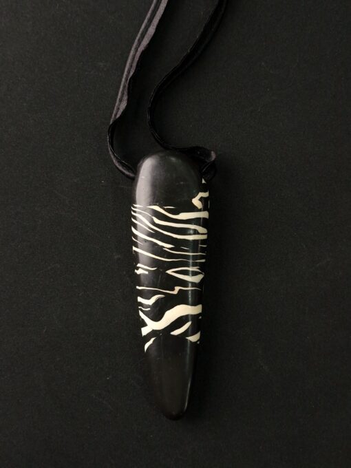 Vegan Ivory & Black Pendant Necklace (Adjustable Length) - Image 4