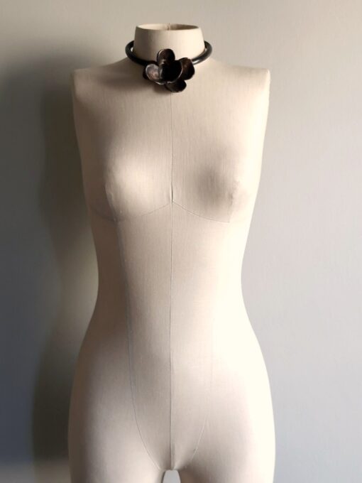 Black with Gold Sheen Collar Necklace - Adjustable Size - Image 3