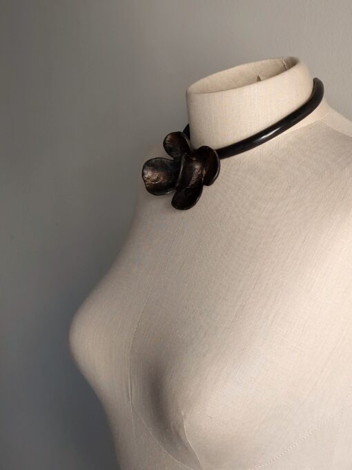 Black with Gold Sheen Collar Necklace - Adjustable Size - Image 4