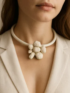 Vegan Ivory Collar Necklace - Adjustable Size
