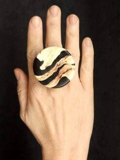 Vegan Ivory & Black Ring - Size 9