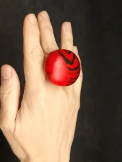 Alternative view of Red & Black Ring - Size 7