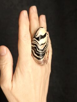Alternative view of Vegan Ivory, Red & Black Ring - Size 6