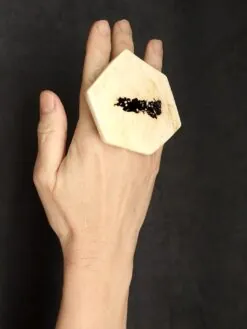 Vegan Ivory & Black Ring - Size 8.5