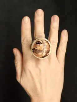 Alternative view of Vegan Ivory & Black Ring - Size 9