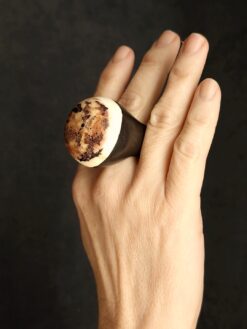 Vegan Ivory & Black Ring - Size 9