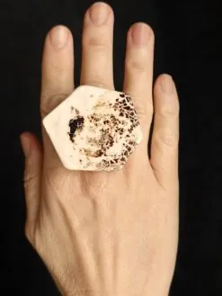 Alternative view of Vegan Ivory & Brown Ring - Size 7