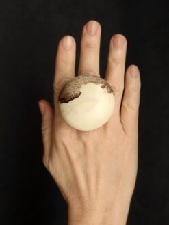 Vegan Ivory & Brown Ring - Size 8