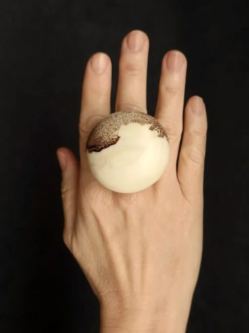 Vegan Ivory & Brown Ring - Size 8