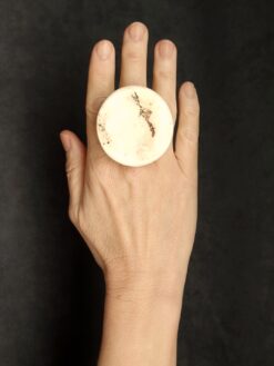 Alternative view of Vegan Ivory & Black Ring - Size 8.5