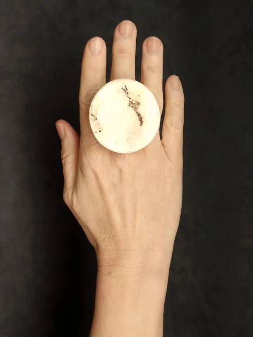 Vegan Ivory & Black Ring - Size 8.5 - Image 2