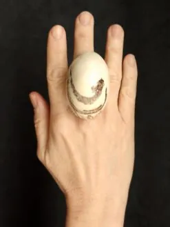 Vegan Ivory & Brown Ring - Size 7