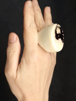 Alternative view of Vegan Ivory & Black Ring - Size 7.5
