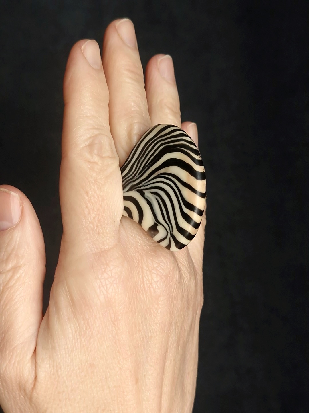 Black & Vegan Ivory Ring - Size 6