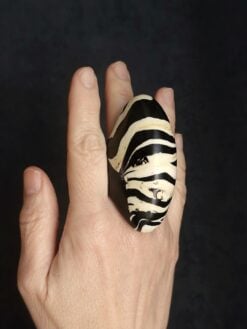 Vegan Ivory & Black Ring - Size 7.5