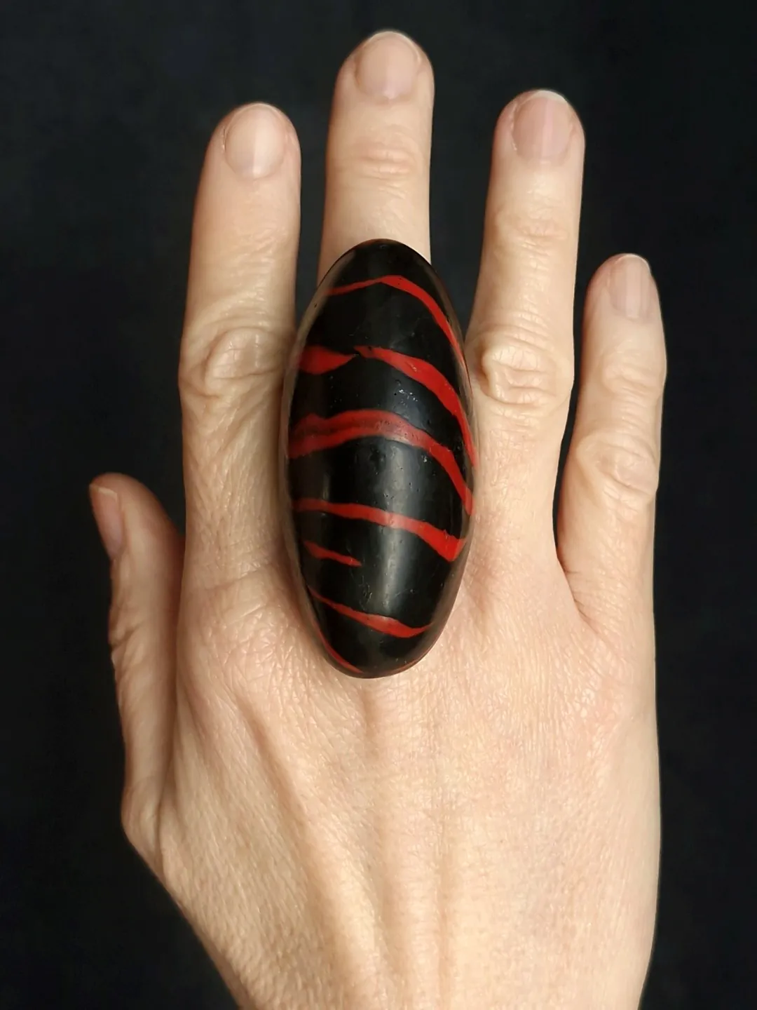 Red & Black Ring - Size 7 - Image 2