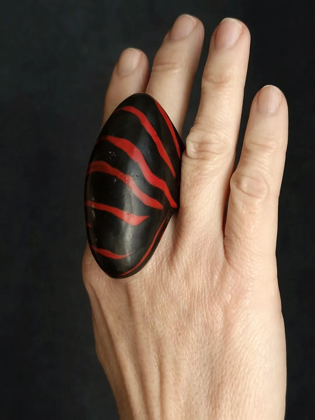 Red & Black Ring - Size 7