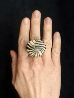 Alternative view of Vegan Ivory & Black Ring - Size 7