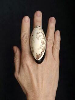 Alternative view of Vegan Ivory & Black Ring - Size 8.5