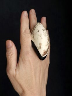 Vegan Ivory & Black Ring - Size 8.5