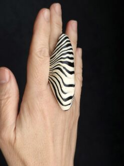 Vegan Ivory & Black Ring - Size 8.5