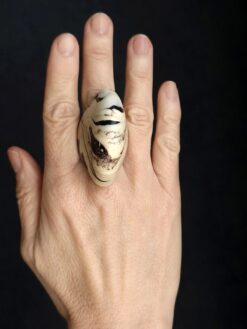 Alternative view of Vegan Ivory & Black Ring - Size 7.5